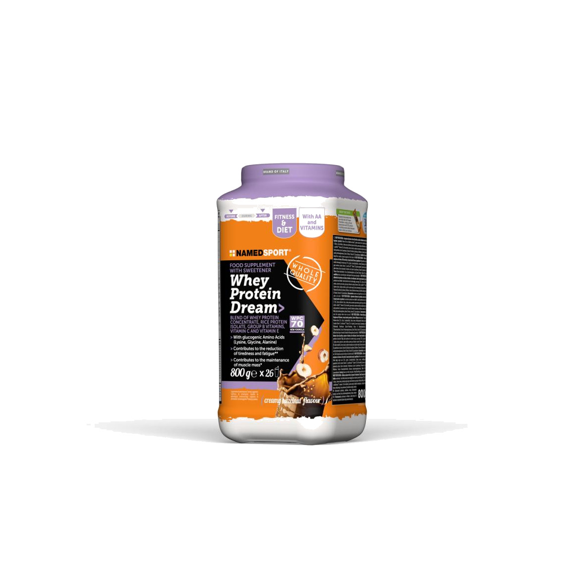 polvo de proteína suero whey protein dream creamy halzelnut 800g - caducidad 30/05/2026
