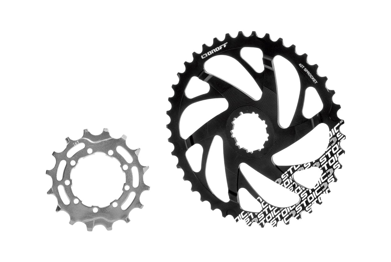piñón y plato para bicicleta 42t+16t