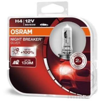 blister 2 lámparas bombilla para coche h4 12v 60/55w night breaker silver