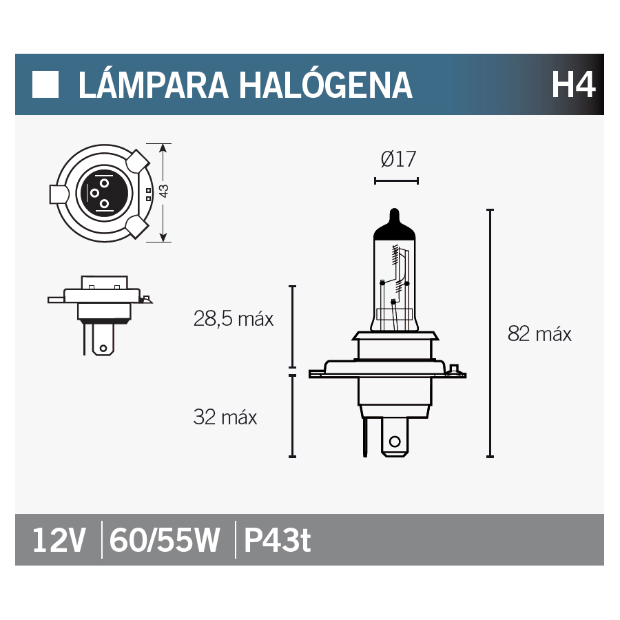 lámpara bombilla osram 64193 h4