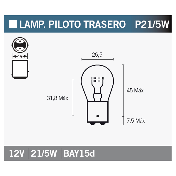 lámpara bombilla osram 7528 p21/5w para motocicletas - repuesto original rentable