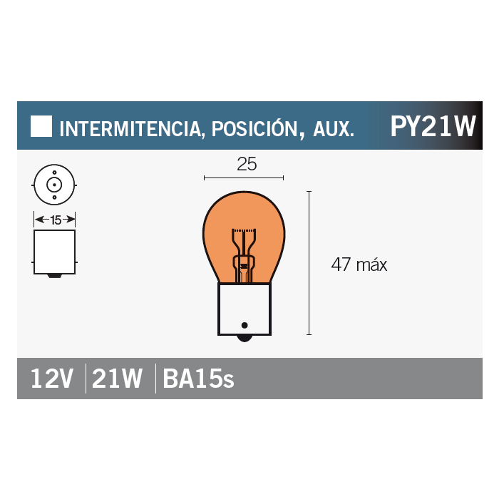 lámpara bombilla osram 7507 py21w para motocicletas