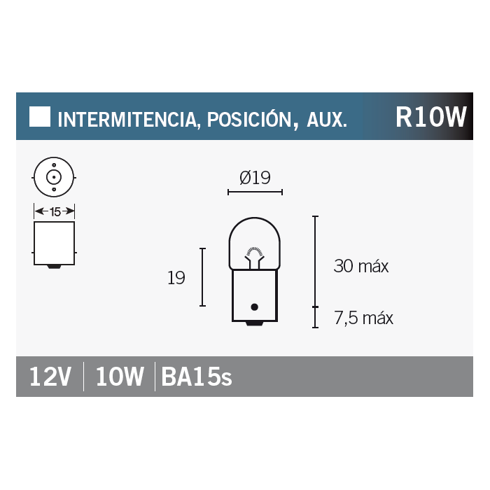 lámpara bombilla osram 5008 r10w para motocicletas