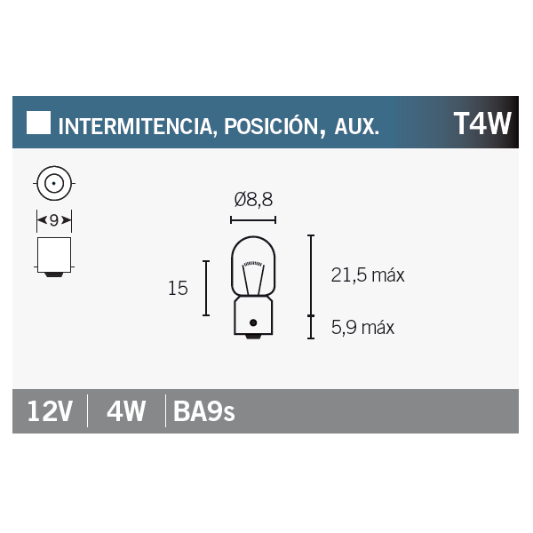 OSRAM Lámpara OSRAM 3893 T4W para motocicletas - Repuesto original rentable - Bild 1 von 1