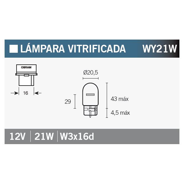 caja 10 lámparas osram 7504 wy21w