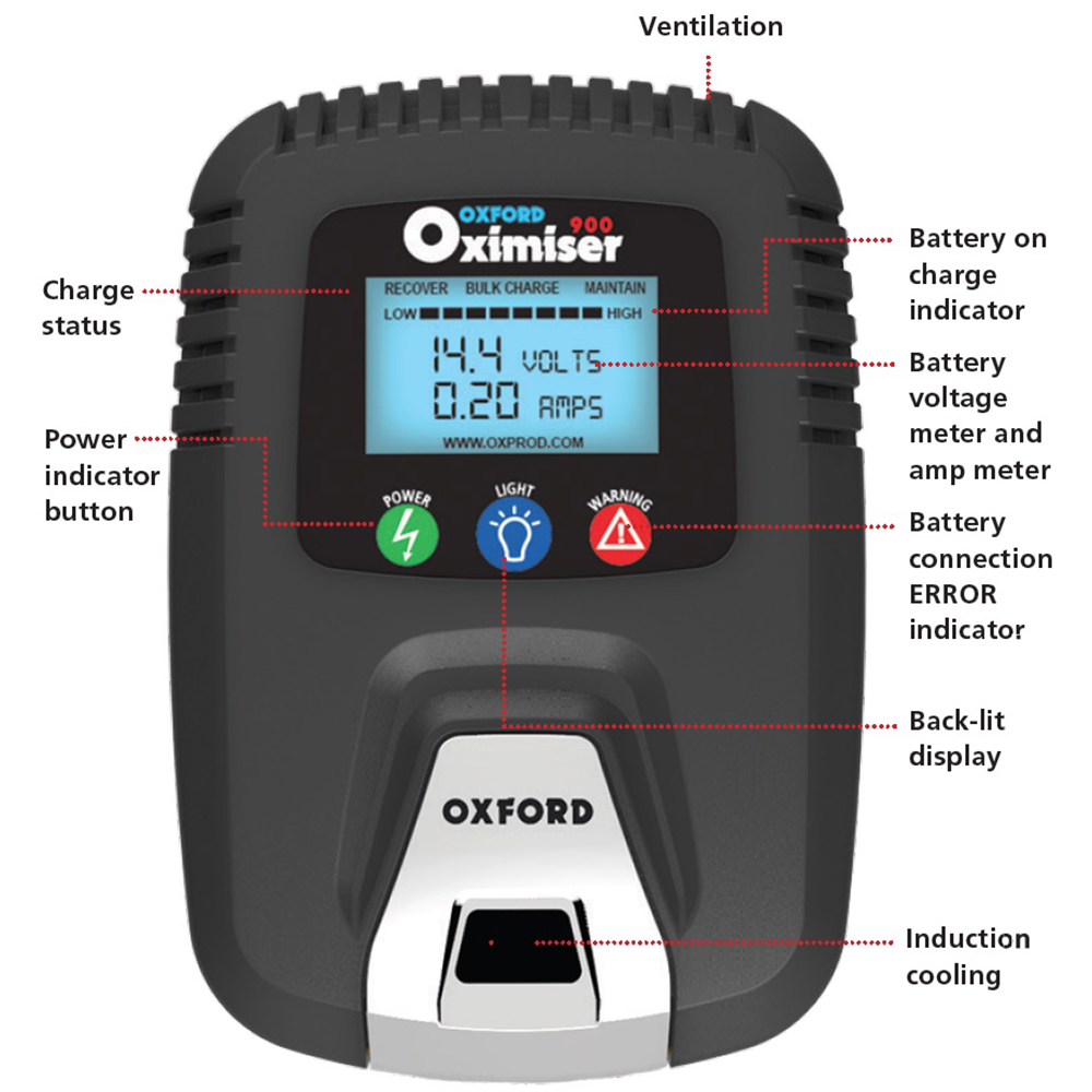 OXFORD Cargador de bateria moto motocicleta display indicador carga amperimetro - Imagen 1 de 1