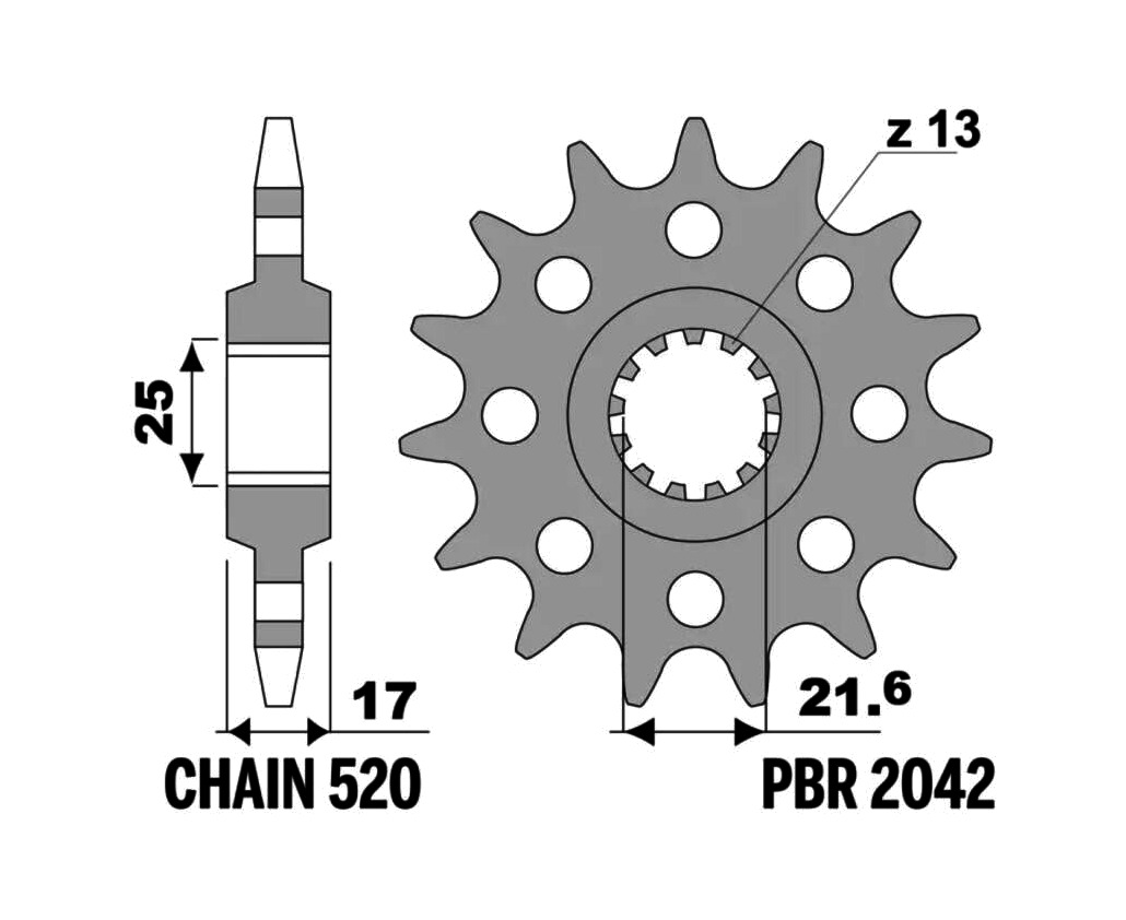 piñón de acero estándar 2042-520