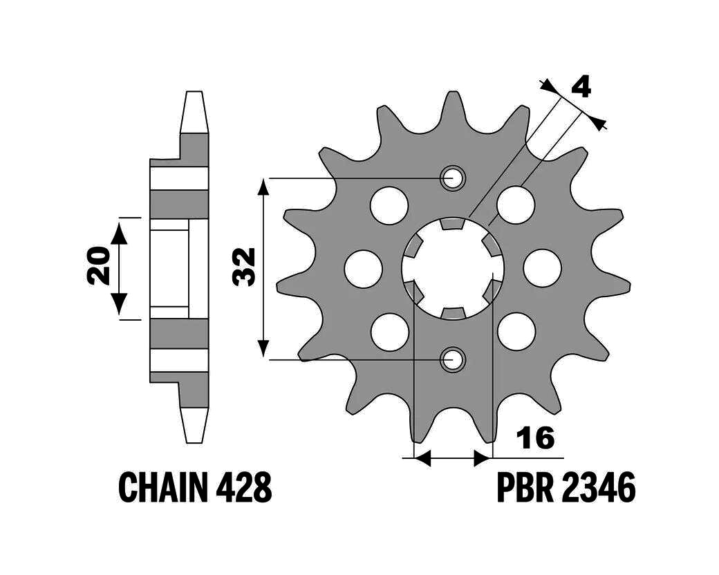 piñón de acero estándar 2346-428