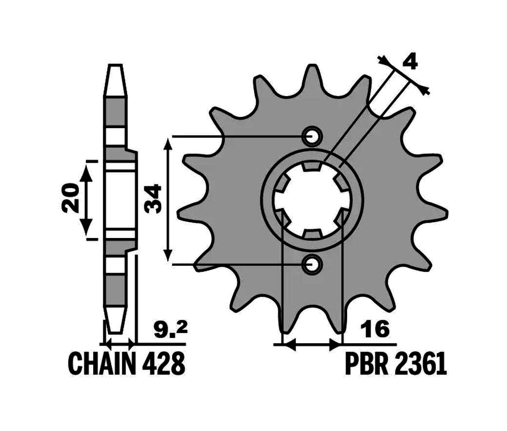 piñón de acero estándar 2361-428