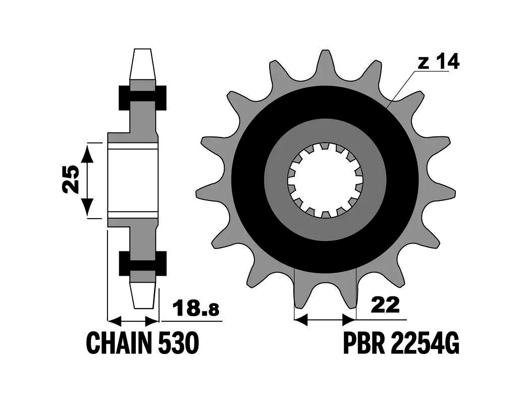 piñón de acero estándar 2254g-530