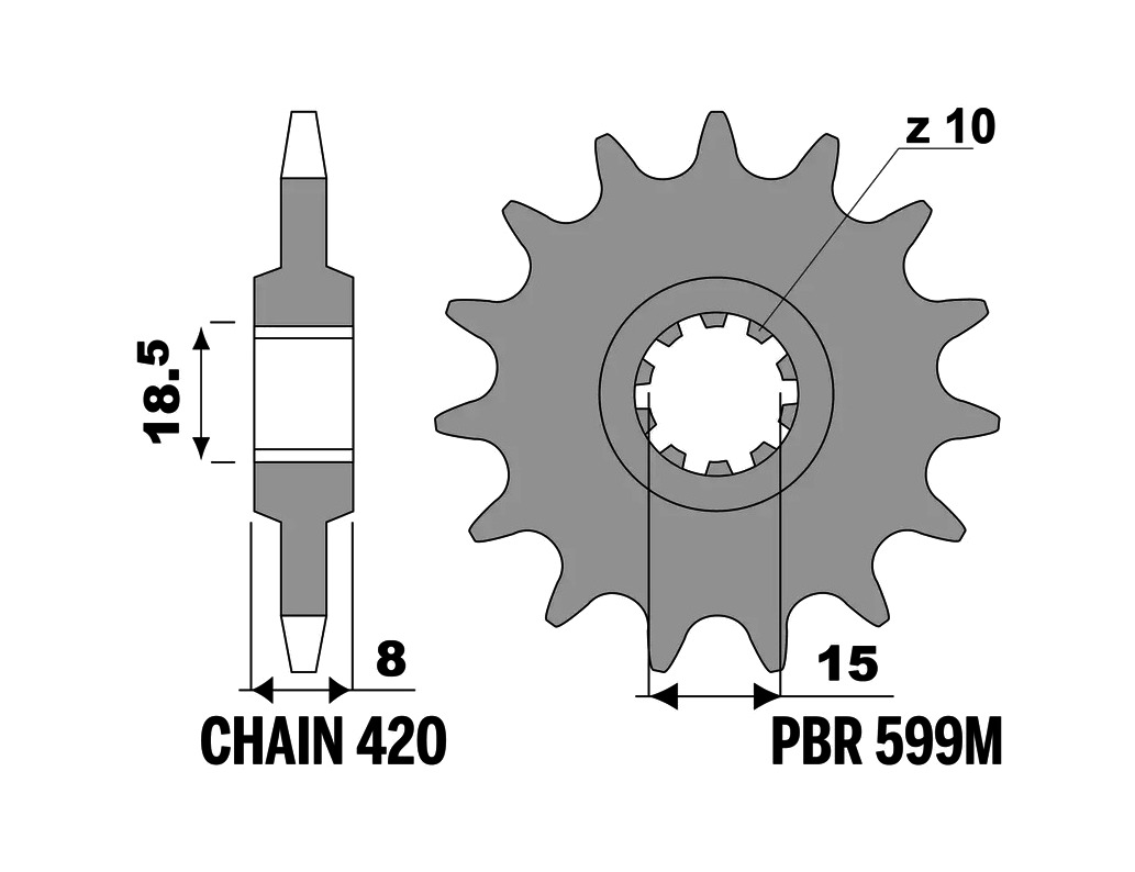 piñón de acero estándar 599m-420