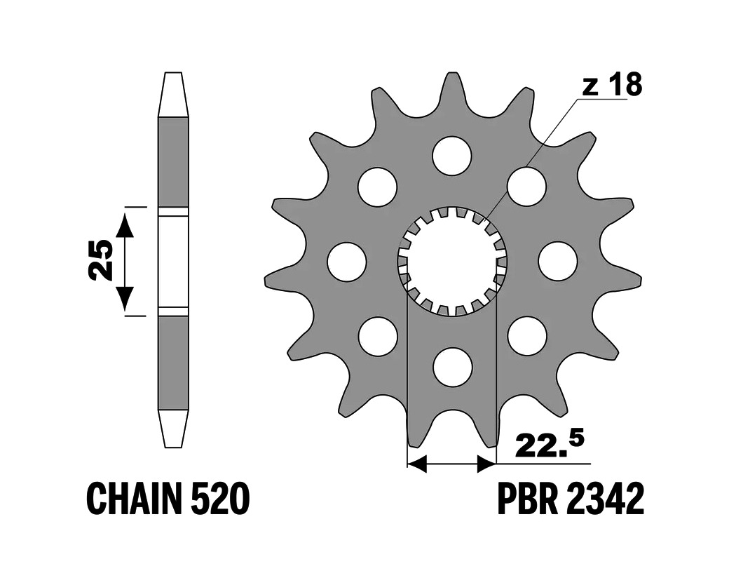piñón de acero estándar 2342-520