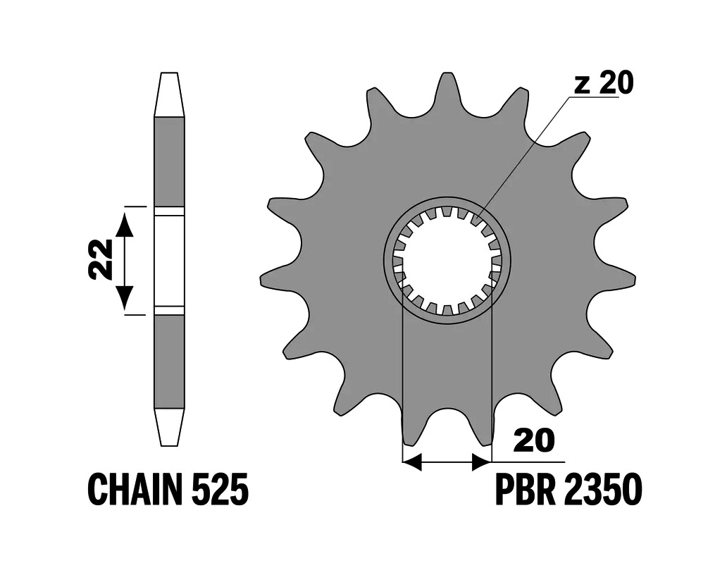 piñón de acero estándar 2350-525
