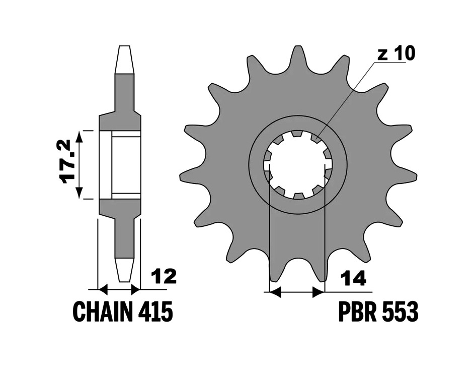 piñón de acero estándar 415