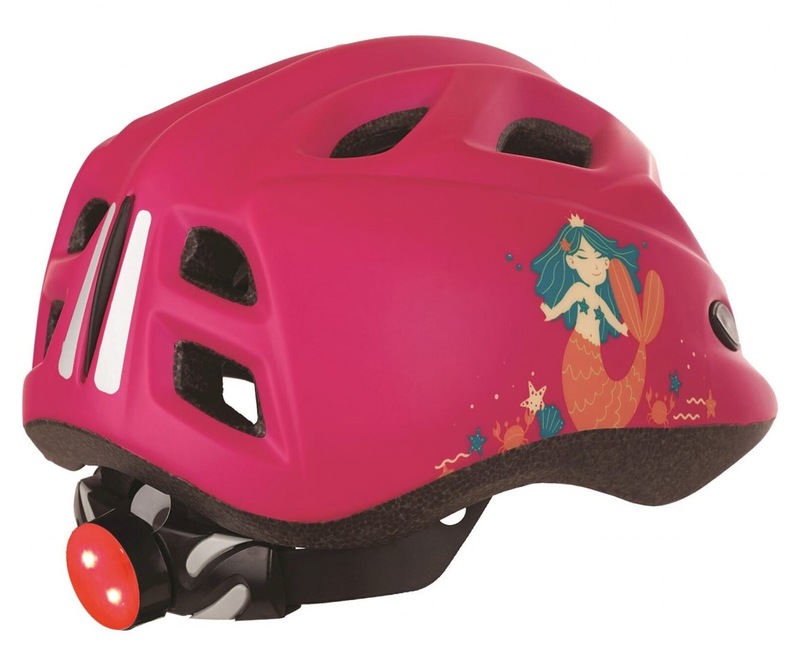 casco bicicleta ciclismo niño infantil con luz mermaid led 45/52 cm