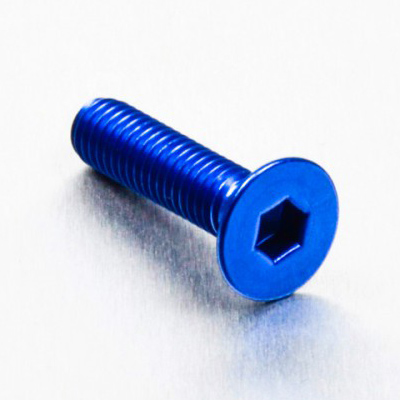 tornillo de aluminio avellanado  m6 x (1.00mm) x 25mm azul lcs625b