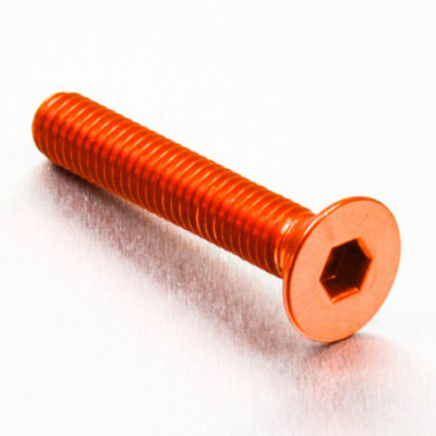 tornillo de aluminio avellanado  m6 x (1.00mm) x 35mm naranja lcs635o