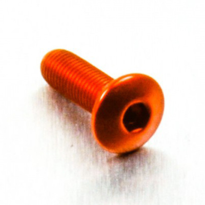 tornillo de aluminio cabeza redondeada  m4 x (0.5mm) x 12mm fine naranja