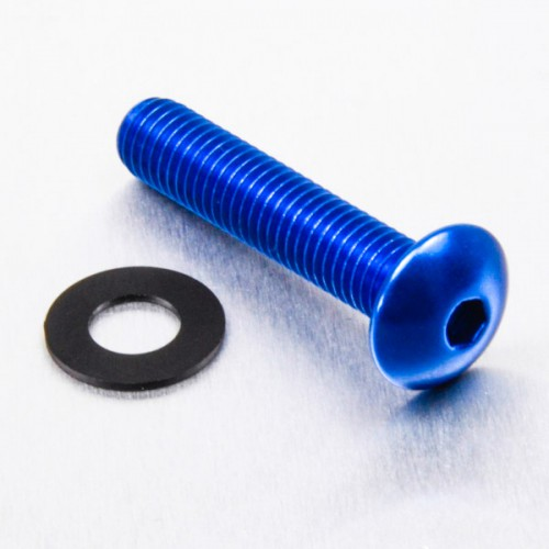 tornillo de aluminio cabeza redondeada  m8 x (1.25mm) x 40mm azul lfb840