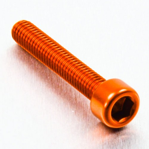 tornillo de aluminio cabeza cilíndrica  m6 x (1.00mm) x 35mm naranja lpb