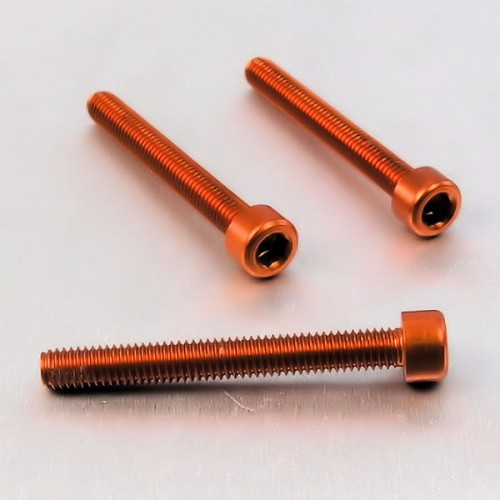 tornillo de aluminio cabeza cilíndrica  m6 x (1.00mm) x 50mm naranja lpb