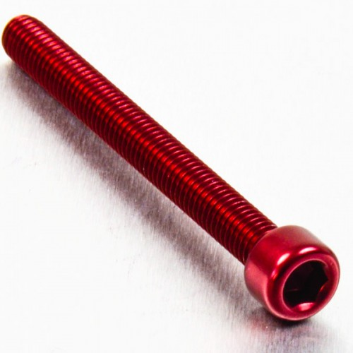 tornillo de aluminio cabeza cilíndrica  m6 x (1.00mm) x 65mm rojo lpb665