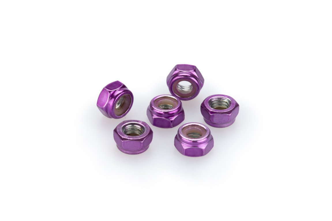 pack de 6 tuercas de aluminio con freno autoblocante m6