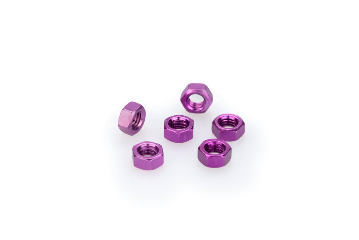 pack de 6 tuercas de aluminio m5 con anodizado