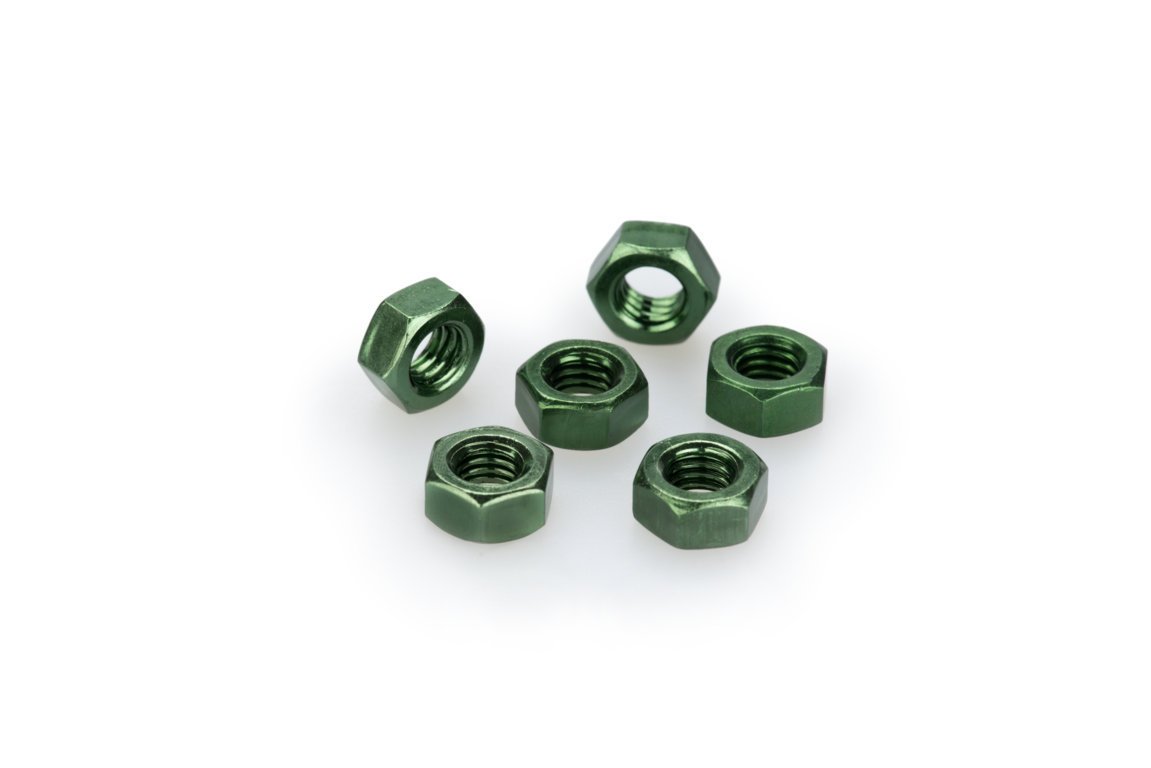 pack de 6 tuercas de aluminio m6 para tornillería en anodizado