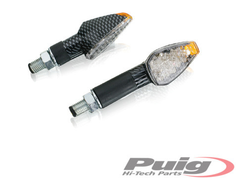 Frecce Universali per Moto PUIG | Set braccio corto | LED Carbonlook omologati - Afbeelding 1 van 1