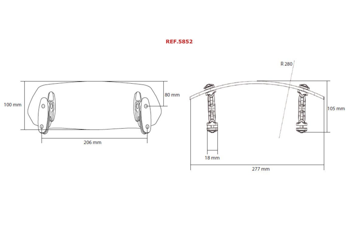 visera deflector aire multiregulable para cupulas de motocicleta