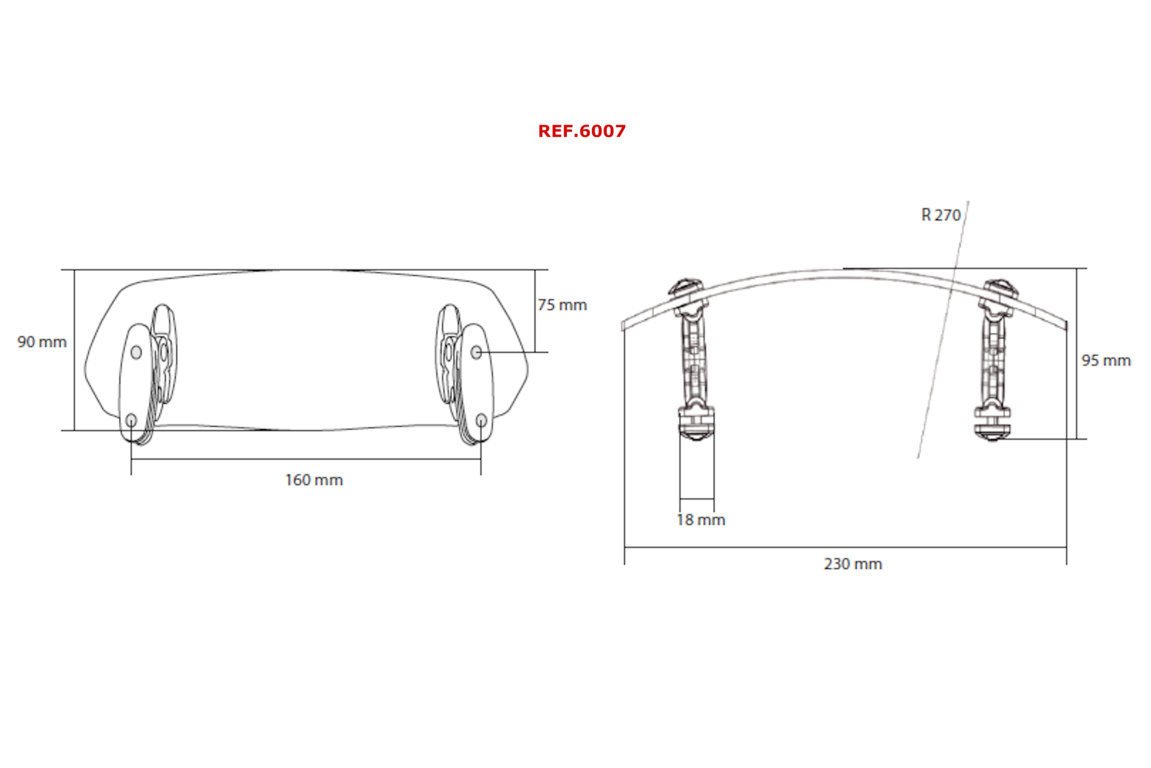 visera deflector aire multiregulable para cupulas de moto