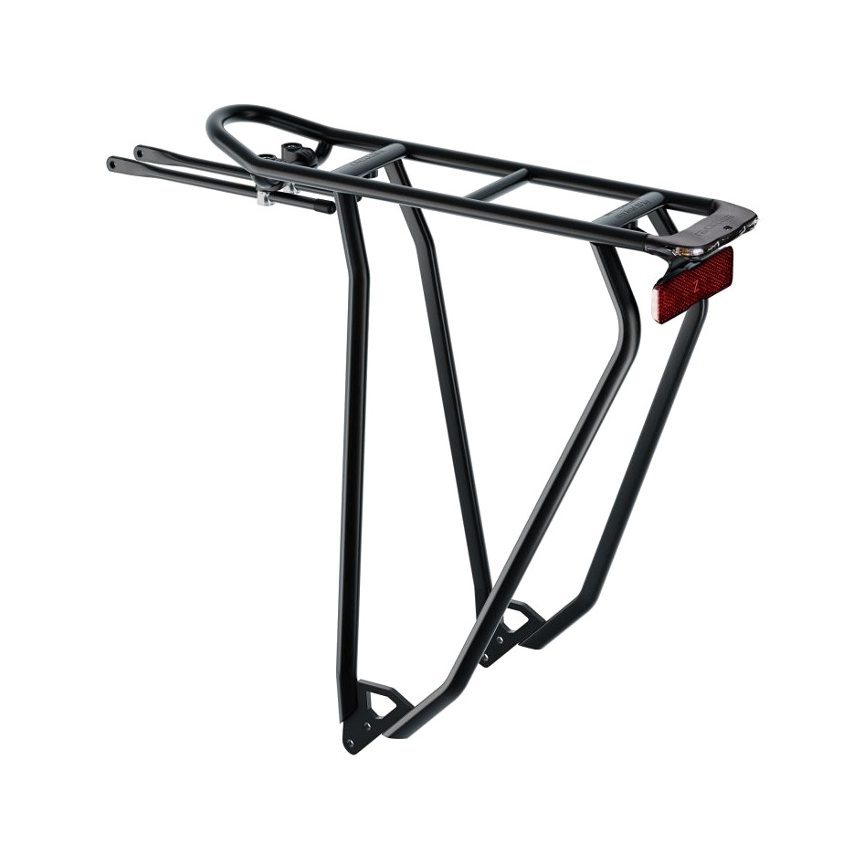 portabultos aluminio trasero para bicicleta con luz de frenado shine evo light 2.0 28" ac snapit