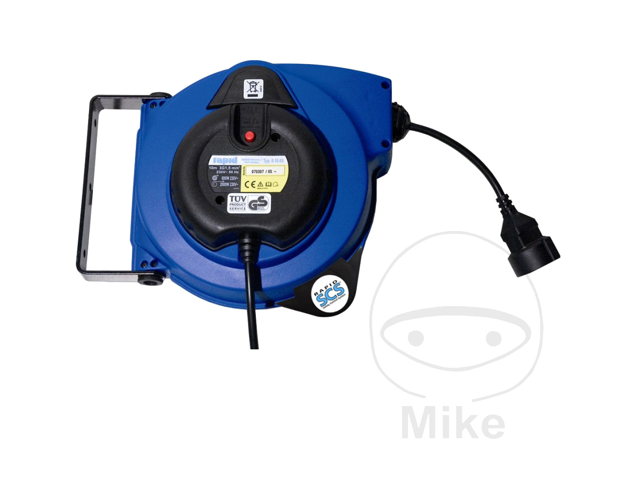alargadera enrollacables con enchufe y conector 10 m 3x1.5 mm