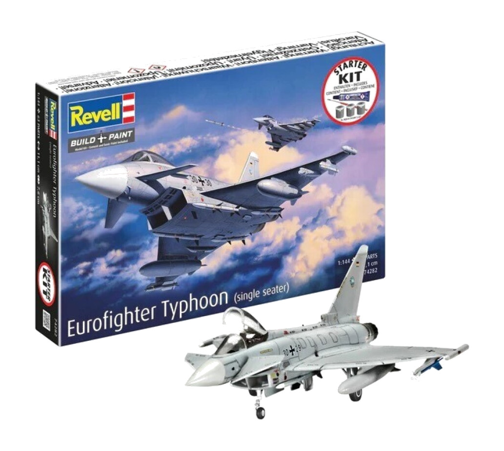 kit de iniciación de maqueta de avión de combate monoplaza con pinturas y pegamento eurofighter-typhoon 11 cm