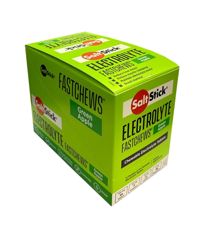 comprimidos masticables con electrolitos para deporte fastchews green apple 12 x 10u.