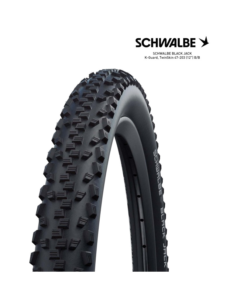 cubierta neumatico bicicleta black jack k-guard twinskin 47-203 (12") 12x1.90 b/b