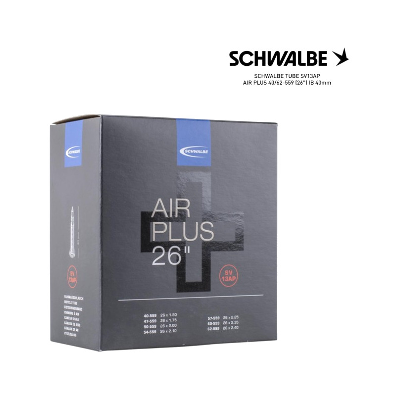 cámara de aire bicicleta sv13ap air plus 40/62-559 (26") ib 40mm presta