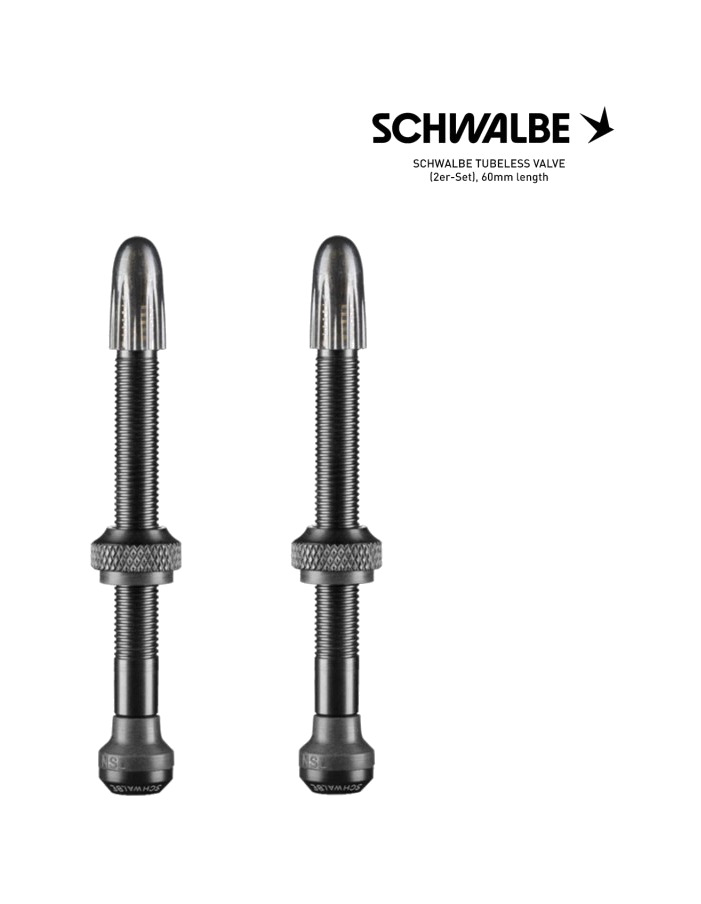 juego de válvulas tubeless 60mm presta, set of 2 black aluminium