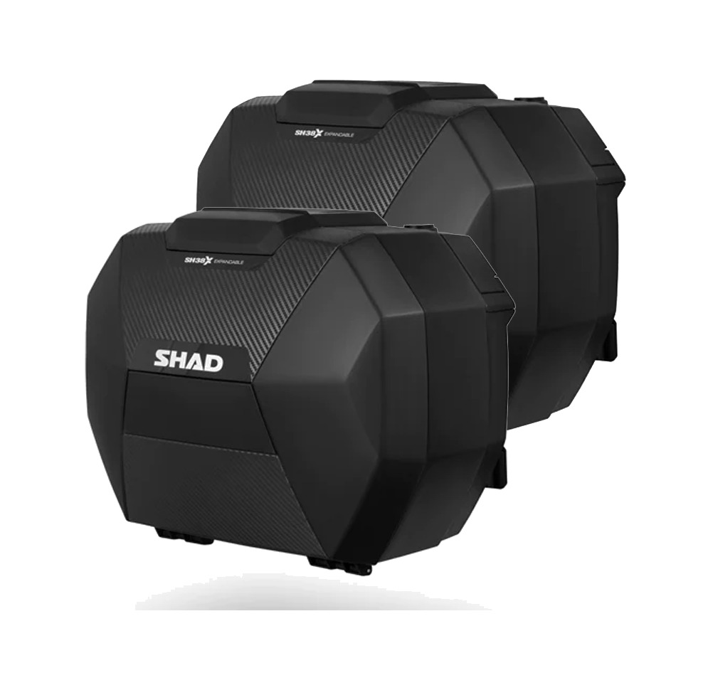 maletas laterales expandibles color simil carbono sh38x expandable