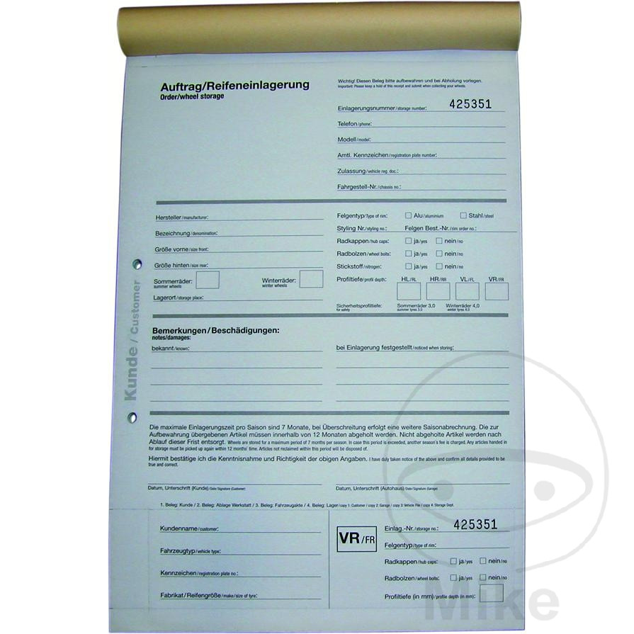 pack 25 hojas formularios de trabajo en alemán
