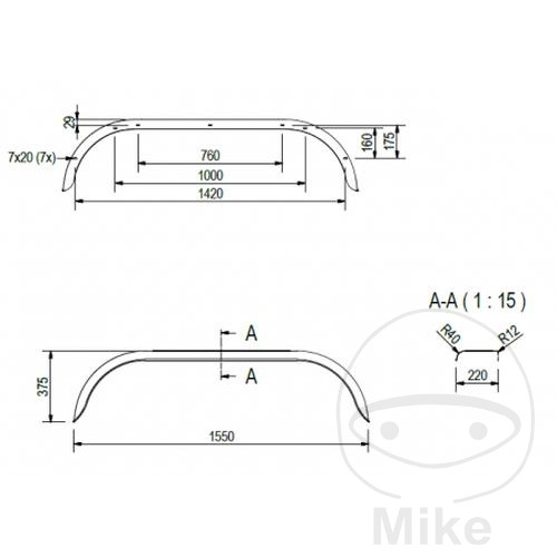 guardabarros de acero para remolque h375 b220 s1550