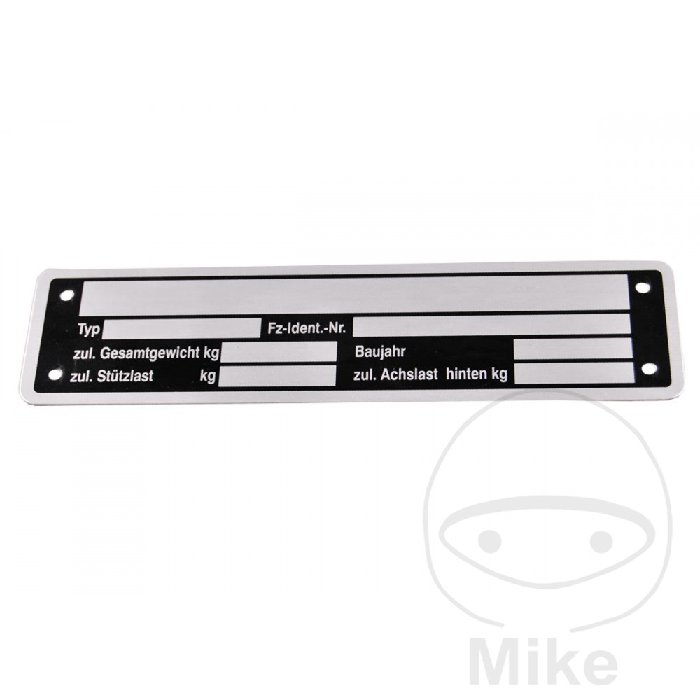 placa de identificación alemán para remolque 148 x 38 mm