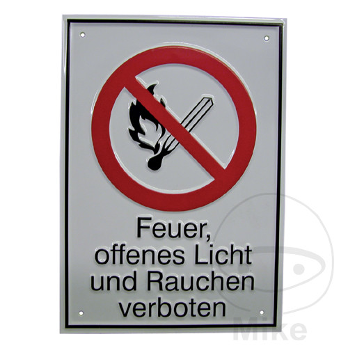 señal de aluminio "prohibido fumar" alemán 131x185 mm