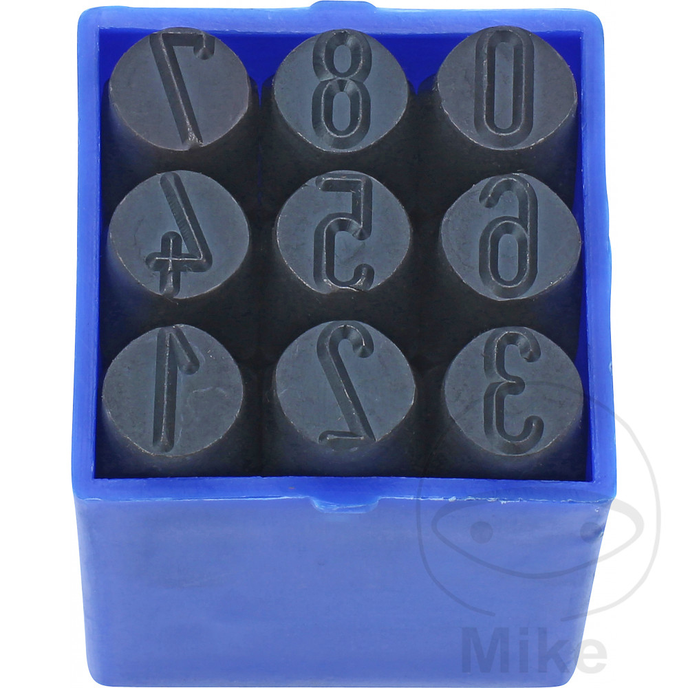 caja con sellos de números de acero 6 mm