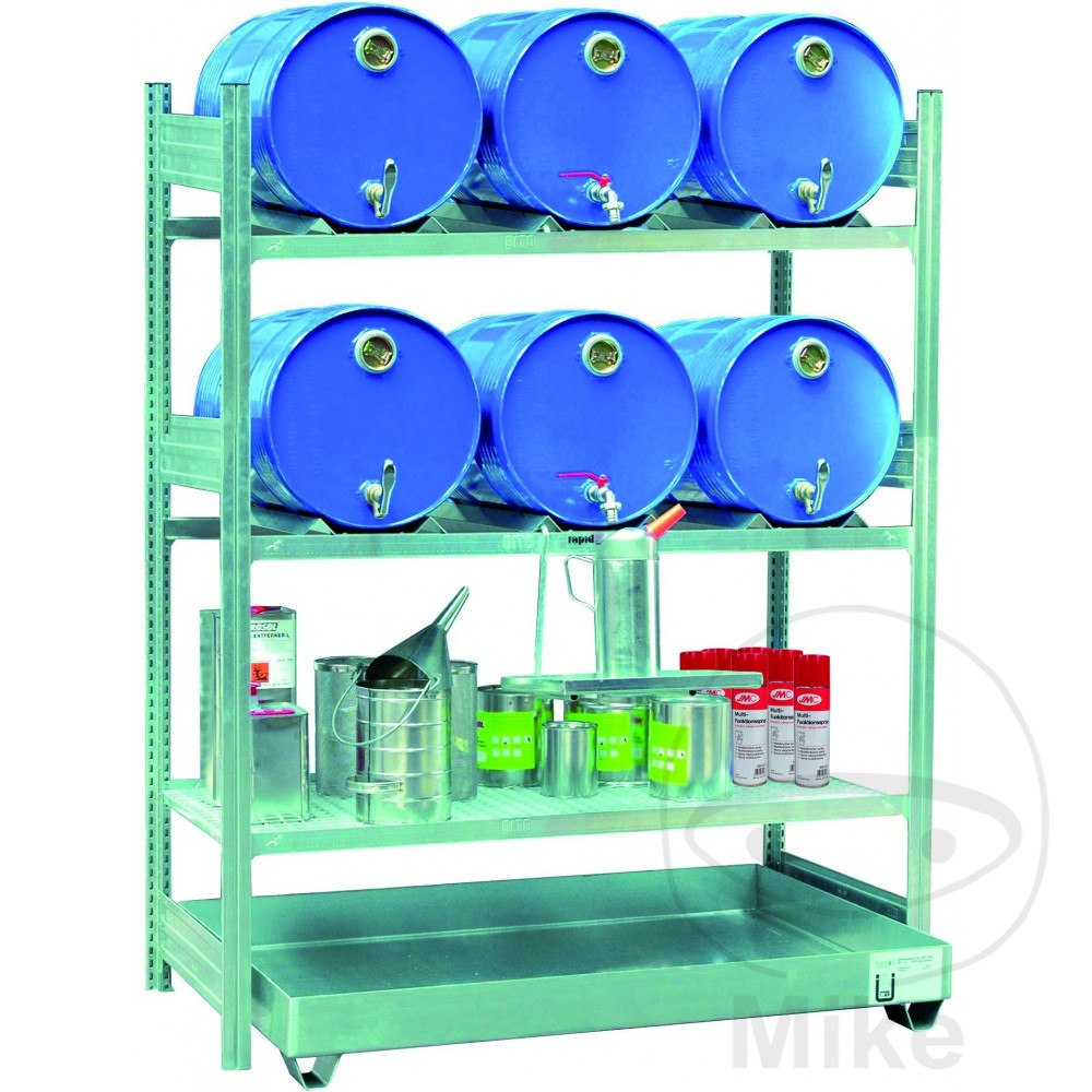 estante con bandeja recogedora para bidones 6 x 60 l