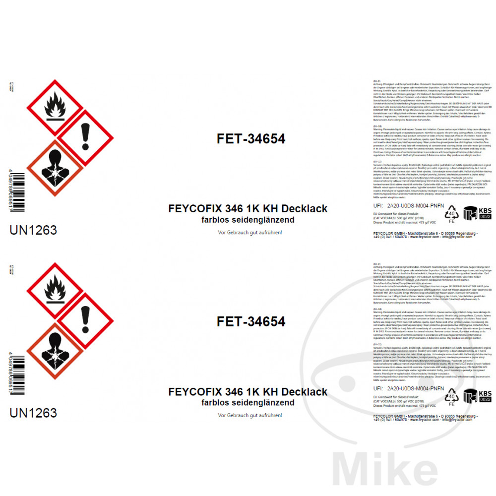 juego 2 etiquetas para envases de pintura brillante kh-laca