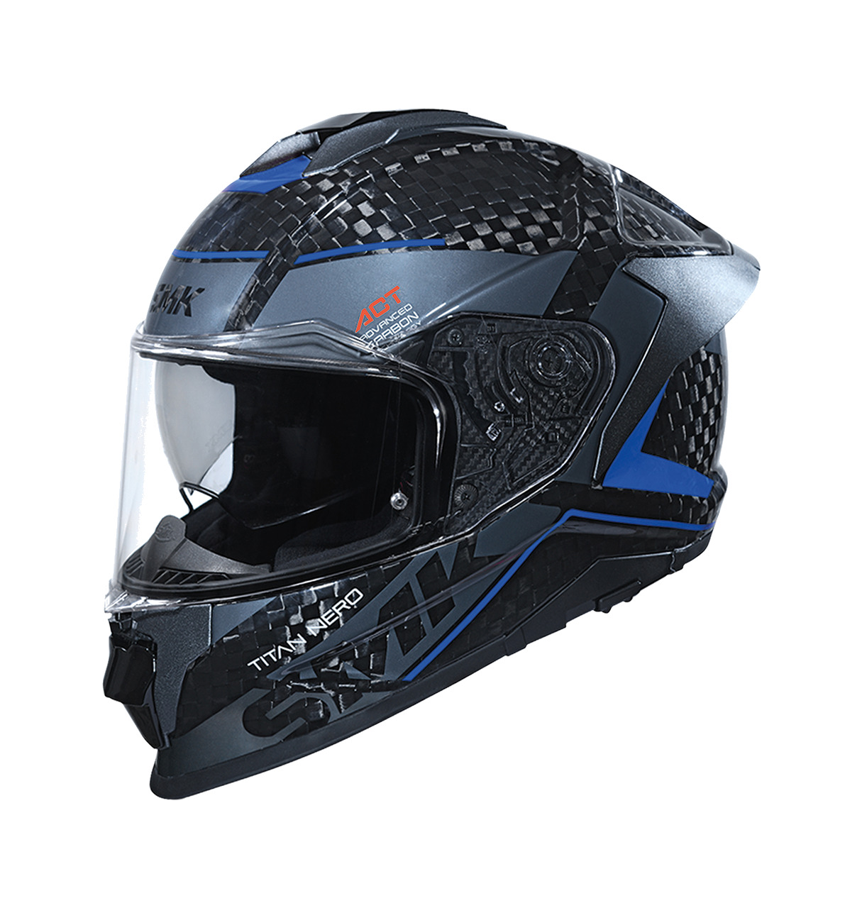 casco integral moto  titan carbon nero (gl256)