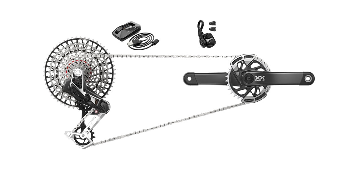 grupo con potenciometro y eje q174 cl55 dub eagle axs xx t-type mtb wide