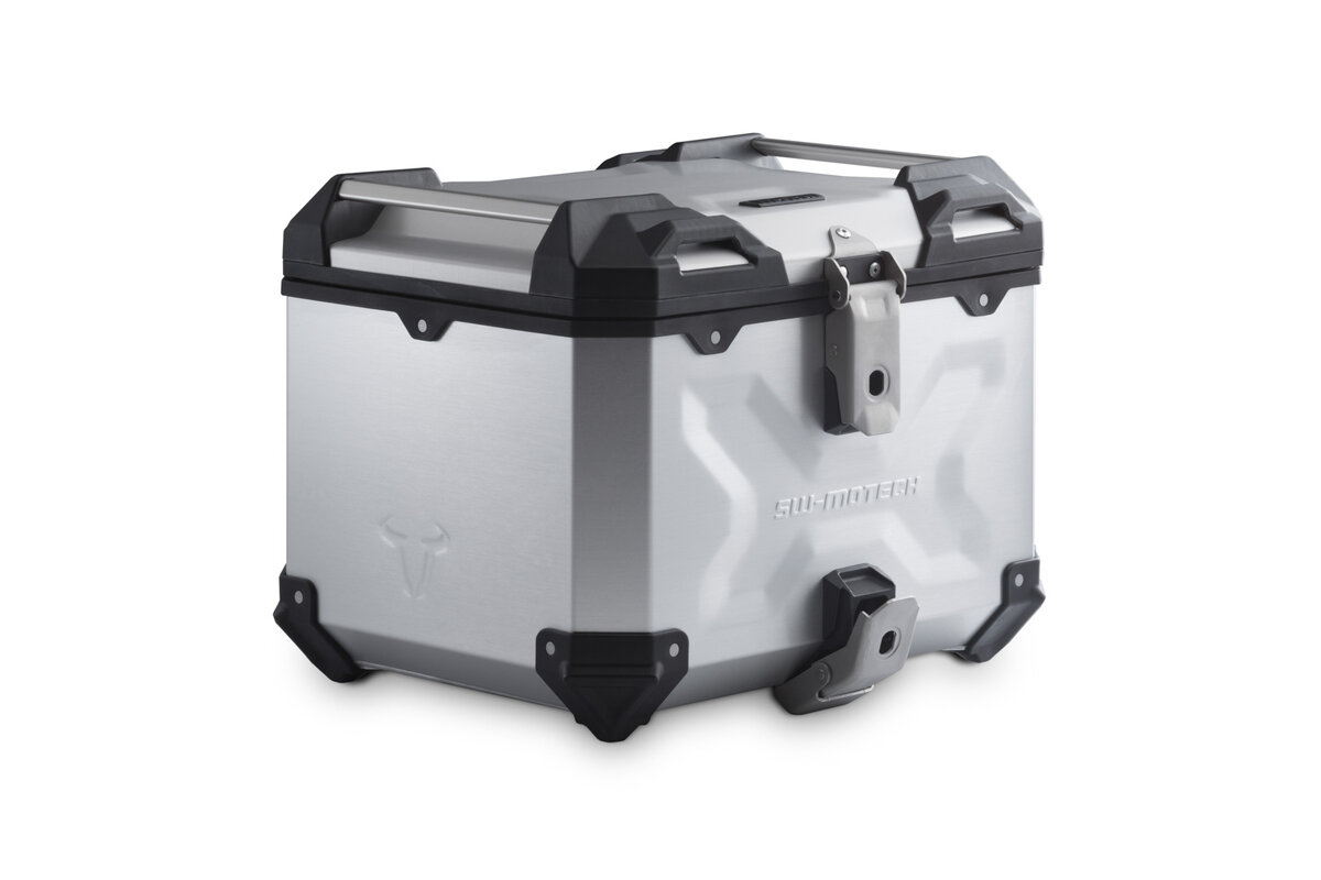 Coffre moto aluminium + porte bagage pour support plastique +